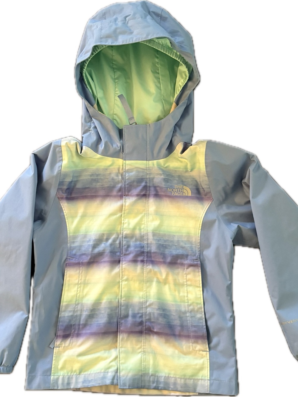 The North Face Girls' Light Blue Ombré Raincoat Rain Jacket size 5T / XXS